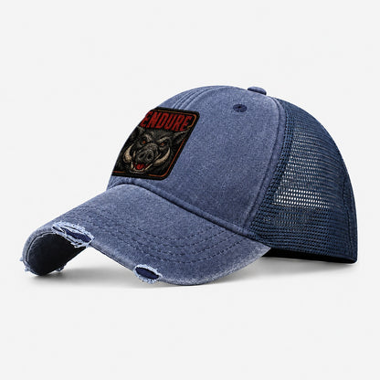 Boar Endure Badge Washed Trucker Hat – Navy