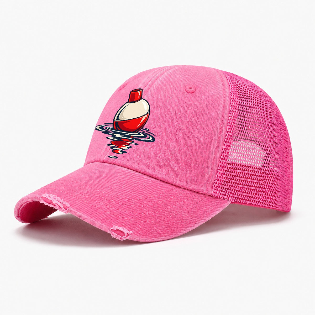 Bobber Float Fishing Elegant Washed Trucker Hat – Rose