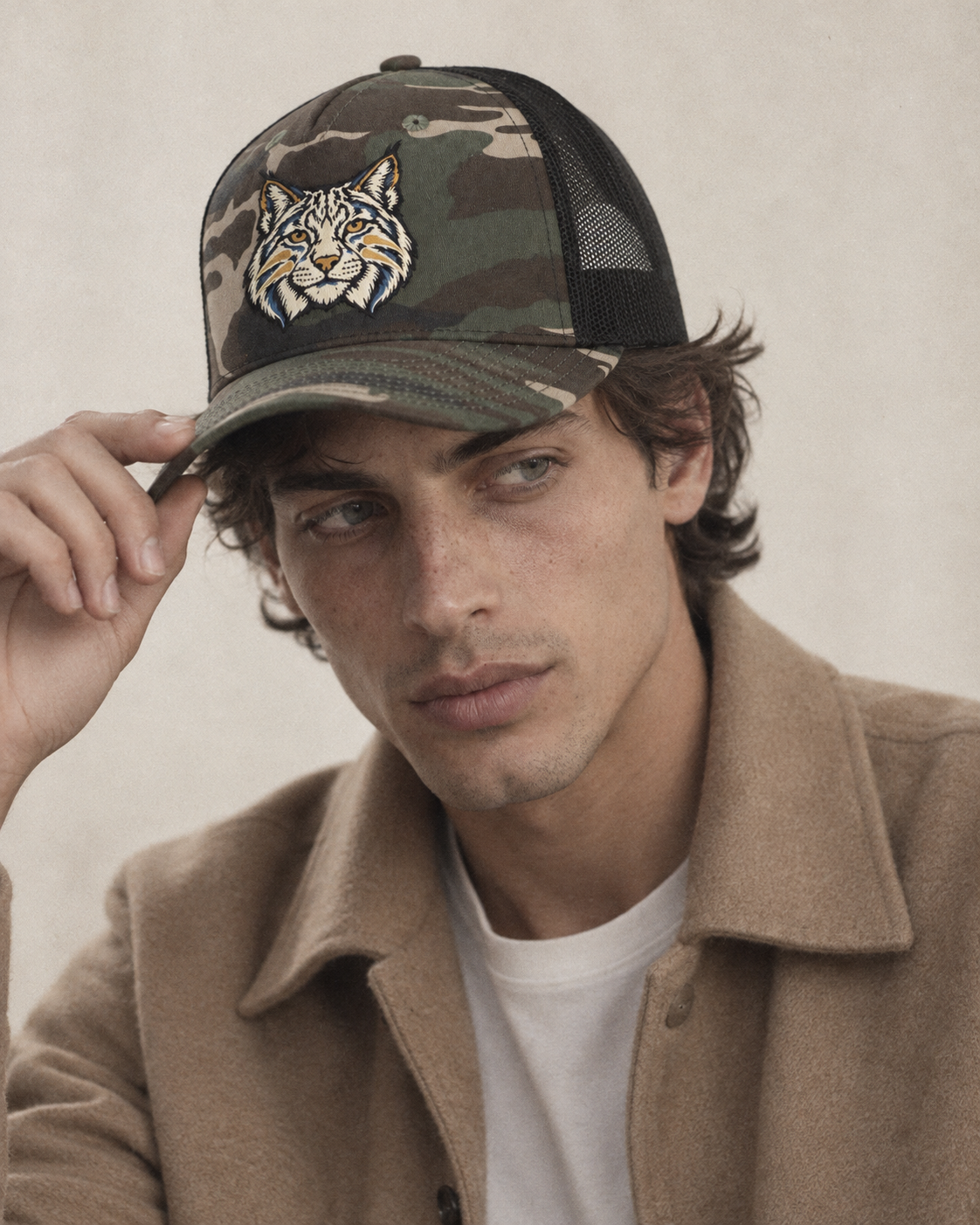 Model wearing the cap