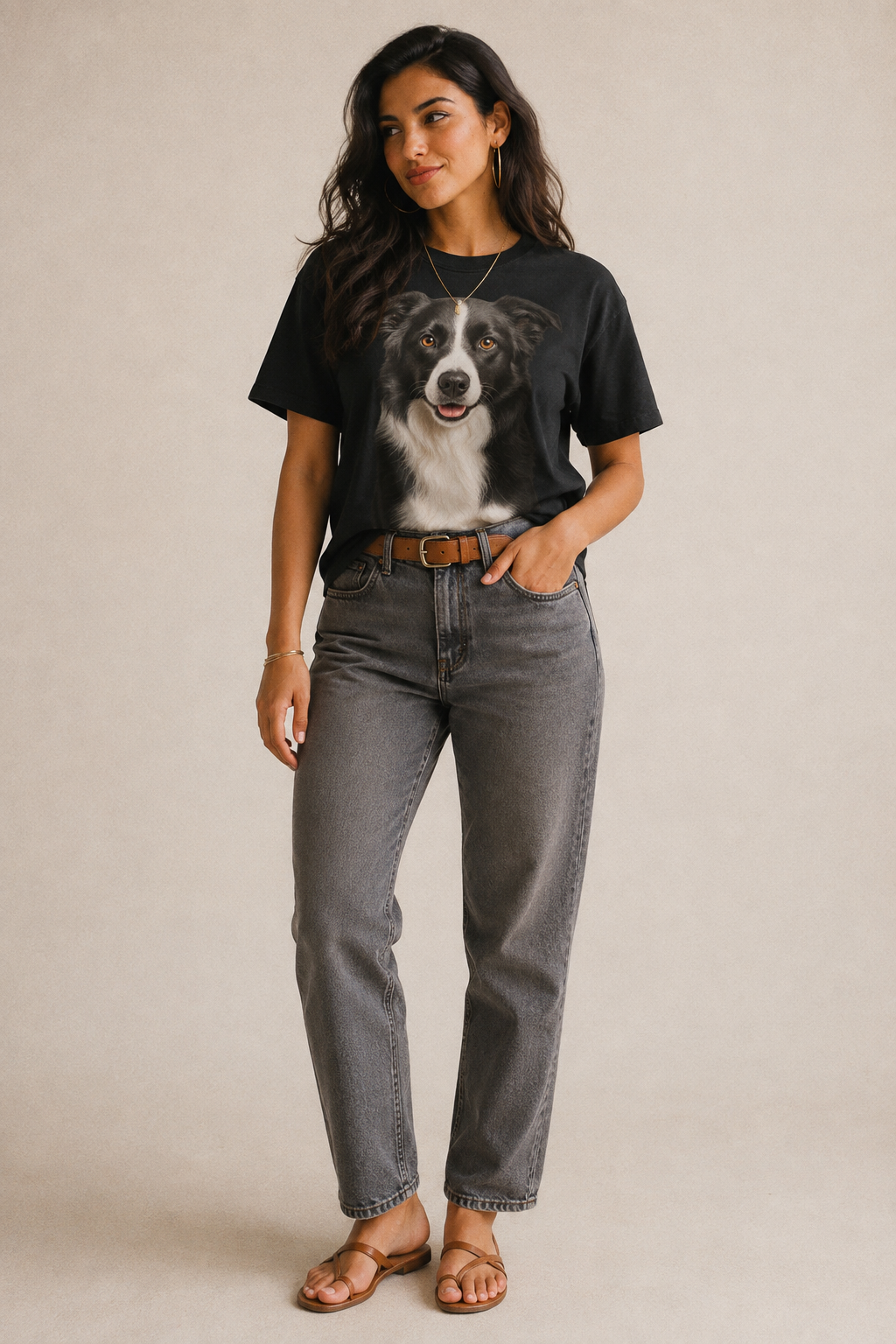 Border Collie Intelligent Companion Classic T-shirt – studio model photo