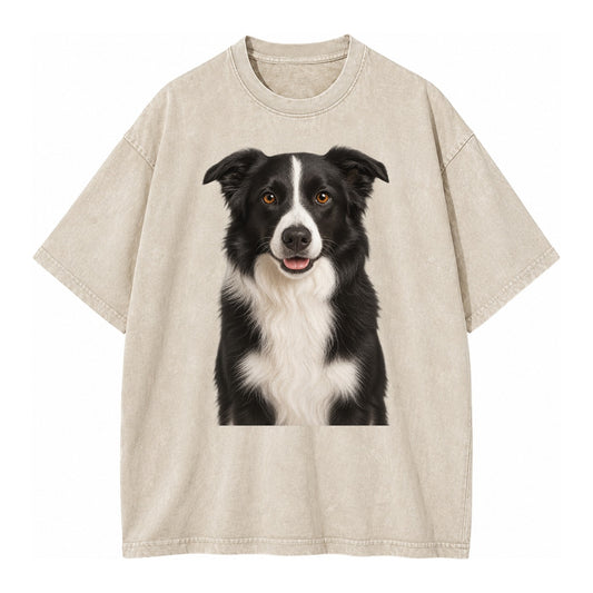 Border Collie Intelligent Companion Vintage T-shirt – Off White