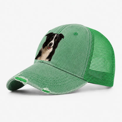 Border Collie Intelligent Companion Washed Trucker Hat – Ink Green