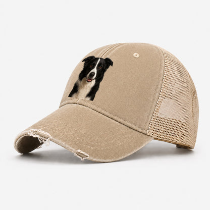 Border Collie Intelligent Companion Washed Trucker Hat – Khaki