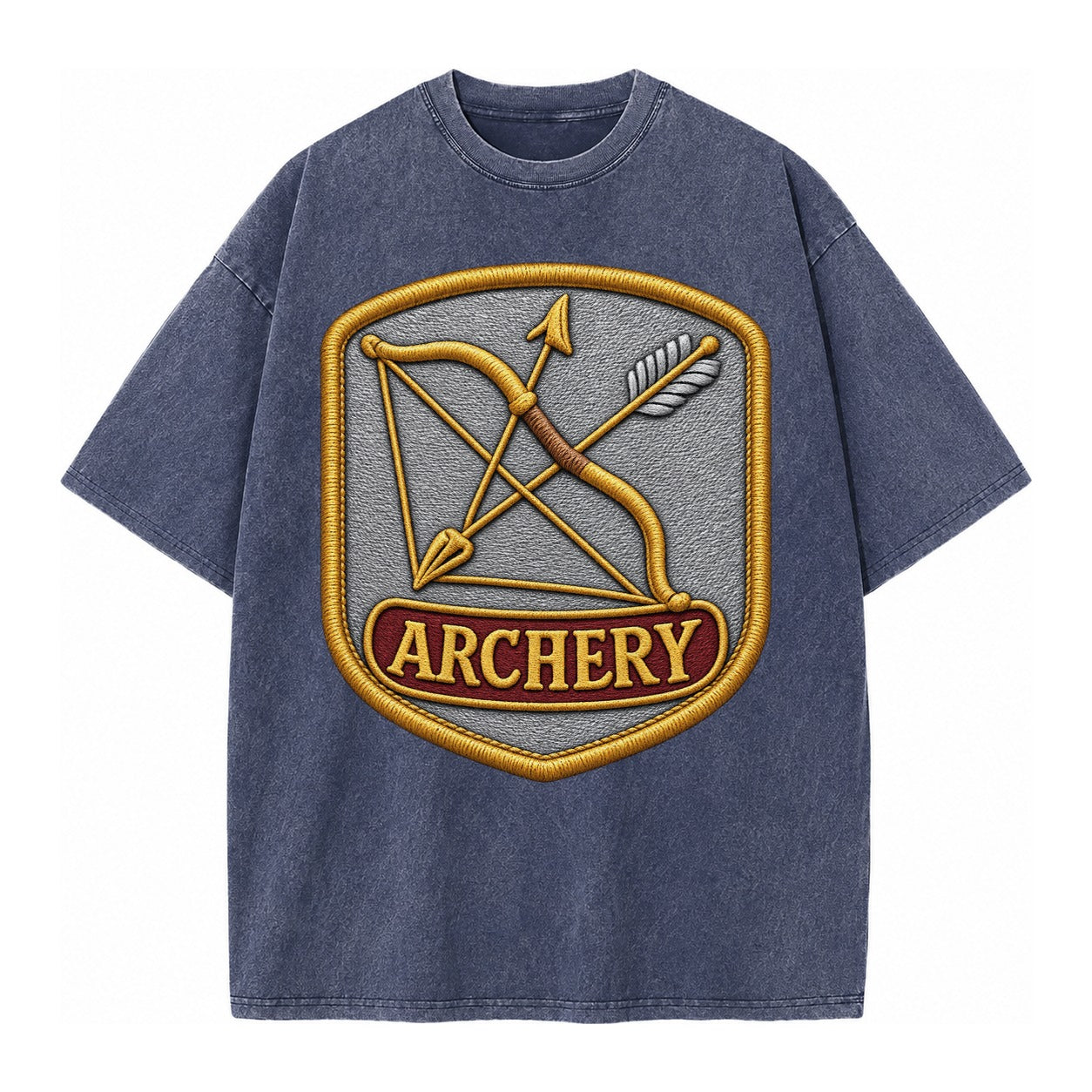 Bow and arrow crossed - archery enthusiast - Vintage T-shirt – Blue
