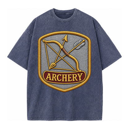 Bow and arrow crossed - archery enthusiast - Vintage T-shirt – Blue