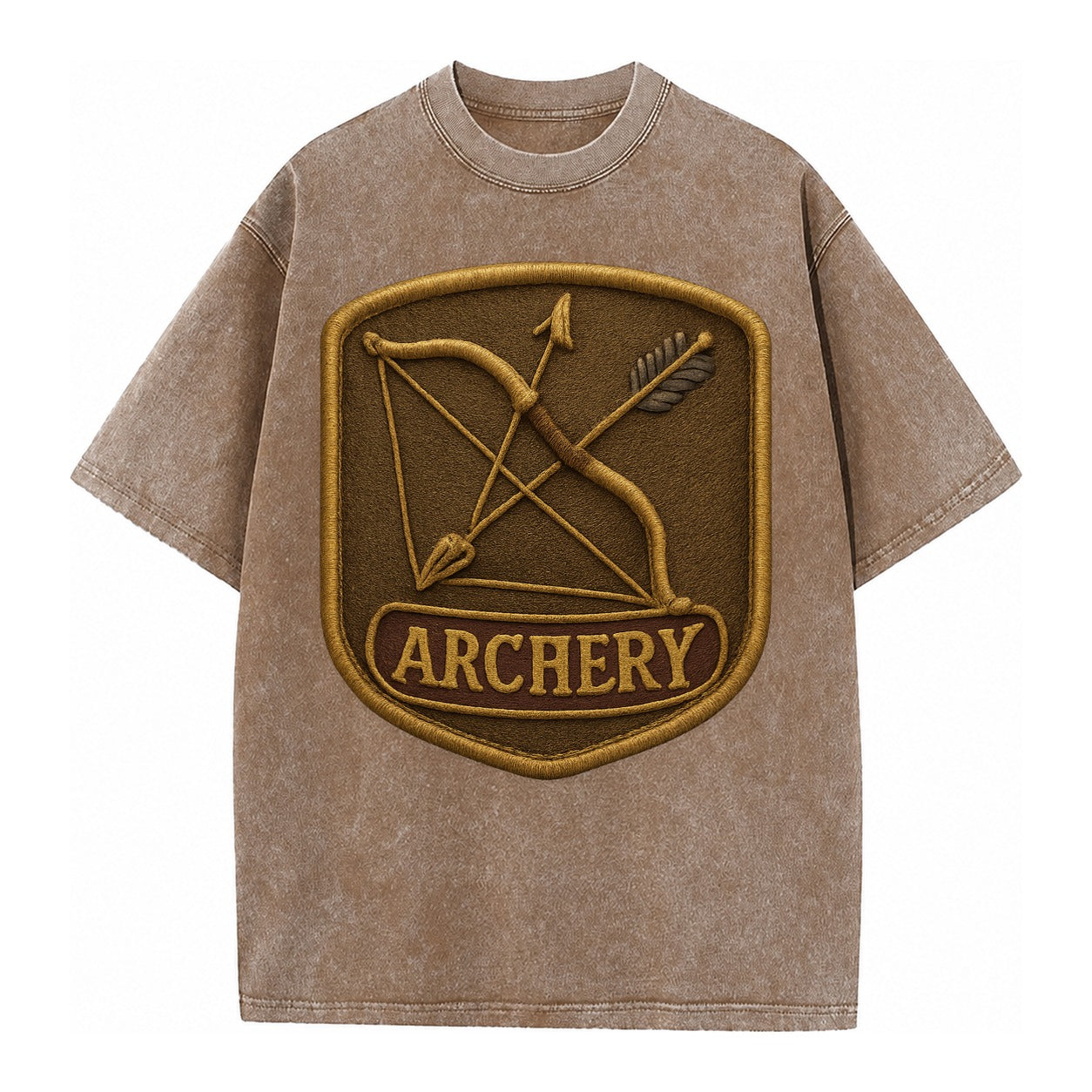 Bow and arrow crossed - archery enthusiast - Vintage T-shirt – Brown