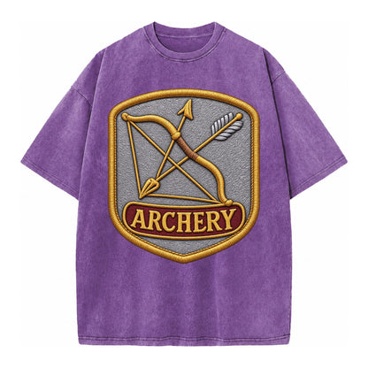 Bow and arrow crossed - archery enthusiast - Vintage T-shirt – Purple