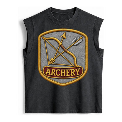 Bow and arrow crossed - archery enthusiast - Vintage Washed Tank – Black