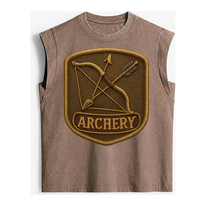 Bow and arrow crossed - archery enthusiast - Vintage Washed Tank – Brown