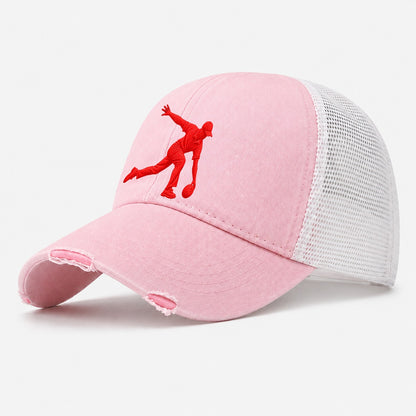 Bowling Hook Release Micro Motion Mark Washed Trucker Hat – Light Pink