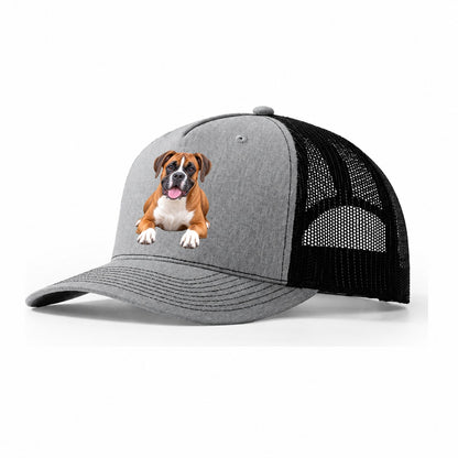 Boxer Lying Down Top Breeds Trucker Hat – Sport Grey Black