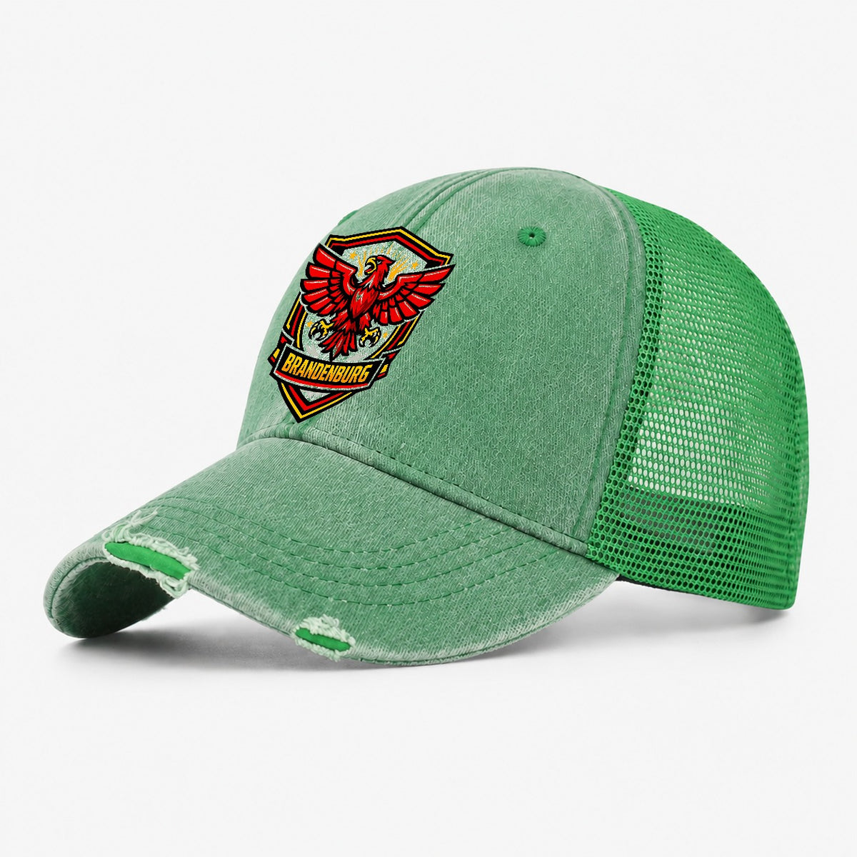 Brandenburg Adler Crest Washed Trucker Hat – Ink Green