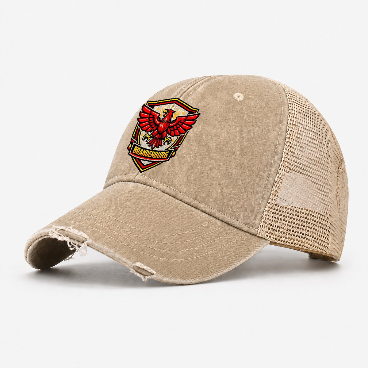 Brandenburg Adler Crest Washed Trucker Hat – Khaki