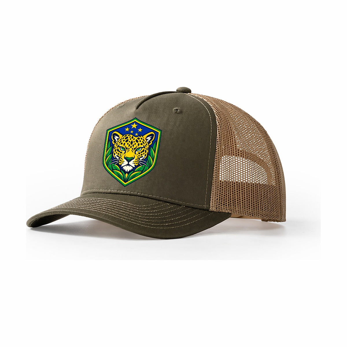 Brazil Minimal Emblem Country Logos Trucker Hat – Olive Khaki