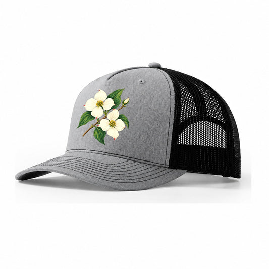British Columbia Pacific Dogwood Bloom Canada Cultural Icons Trucker Hat – Sport Grey Black