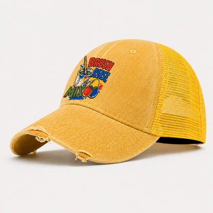 Brush Rinse Mix Clay Color Makers Washed Trucker Hat – Yellow