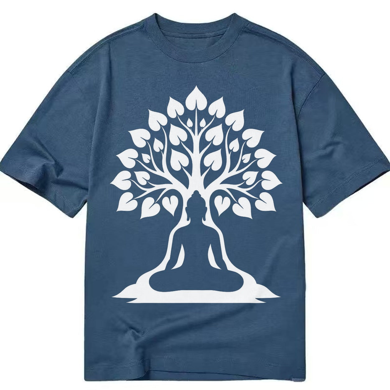 Buddha silhouette meditating - negative space forms bodhi tree - Classic T-shirt – Twilight