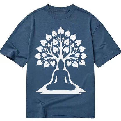 Buddha silhouette meditating - negative space forms bodhi tree - Classic T-shirt – Twilight