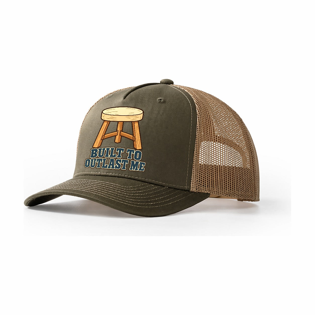 Built To Outlast Me Woodworking Trucker Hat – Olive Khaki