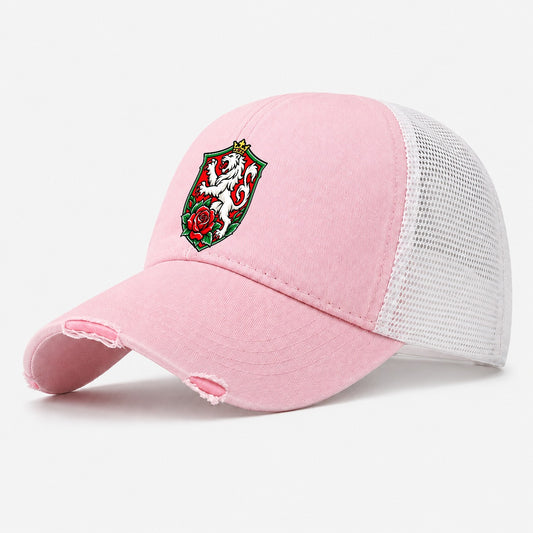 Bulgaria Minimal Emblem Country Logos Washed Trucker Hat – Light Pink