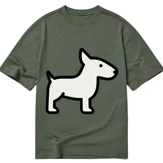 Bull Terrier - White egg-shaped head flat side profile - Classic T-shirt – Army Green