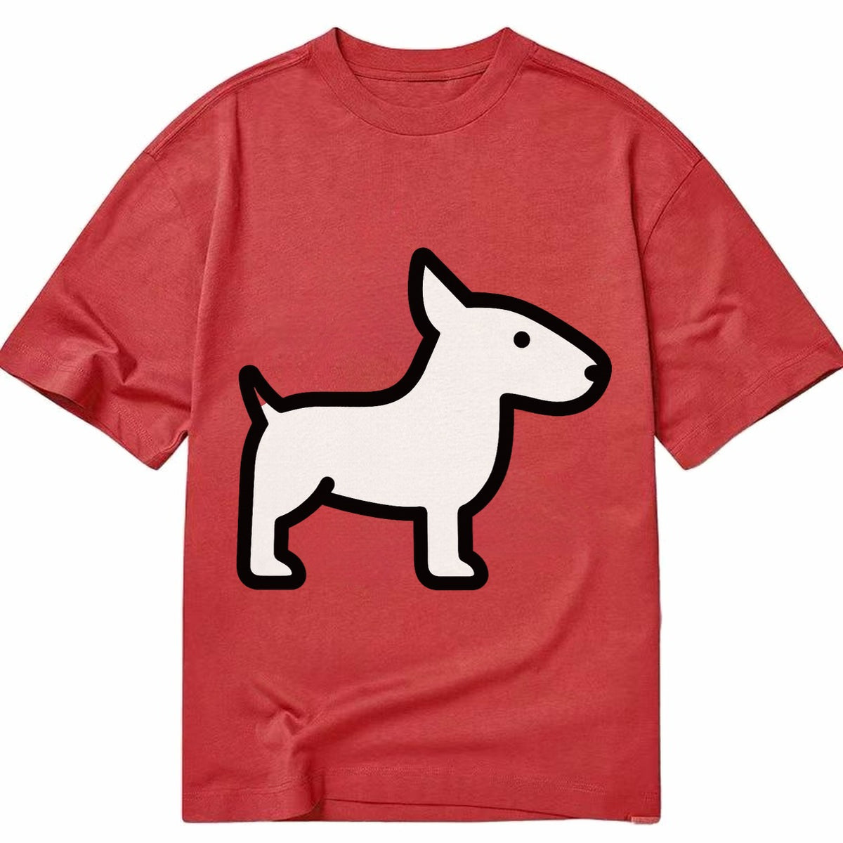 Bull Terrier - White egg-shaped head flat side profile - Classic T-shirt – Red
