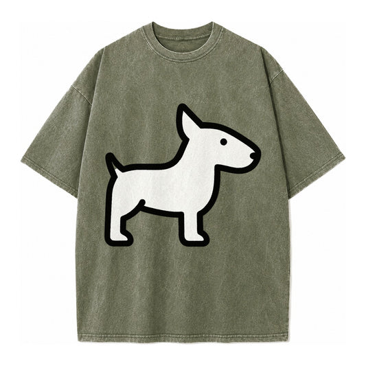 Bull Terrier - White egg-shaped head flat side profile - Vintage T-shirt – Army Green