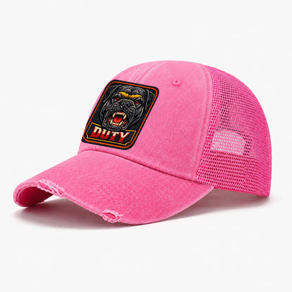 Bullmastiff Duty Badge Washed Trucker Hat – Rose