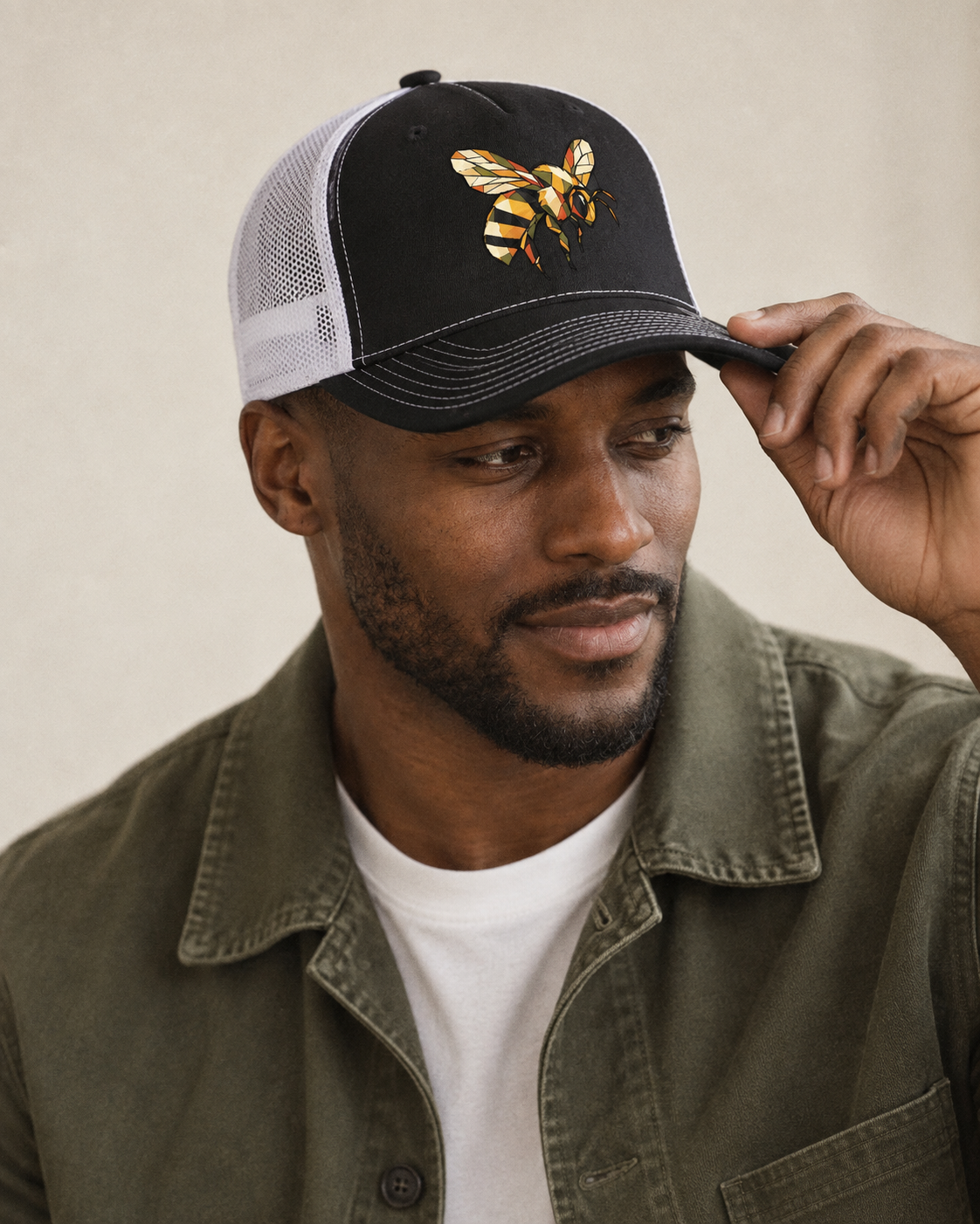 Model wearing the cap