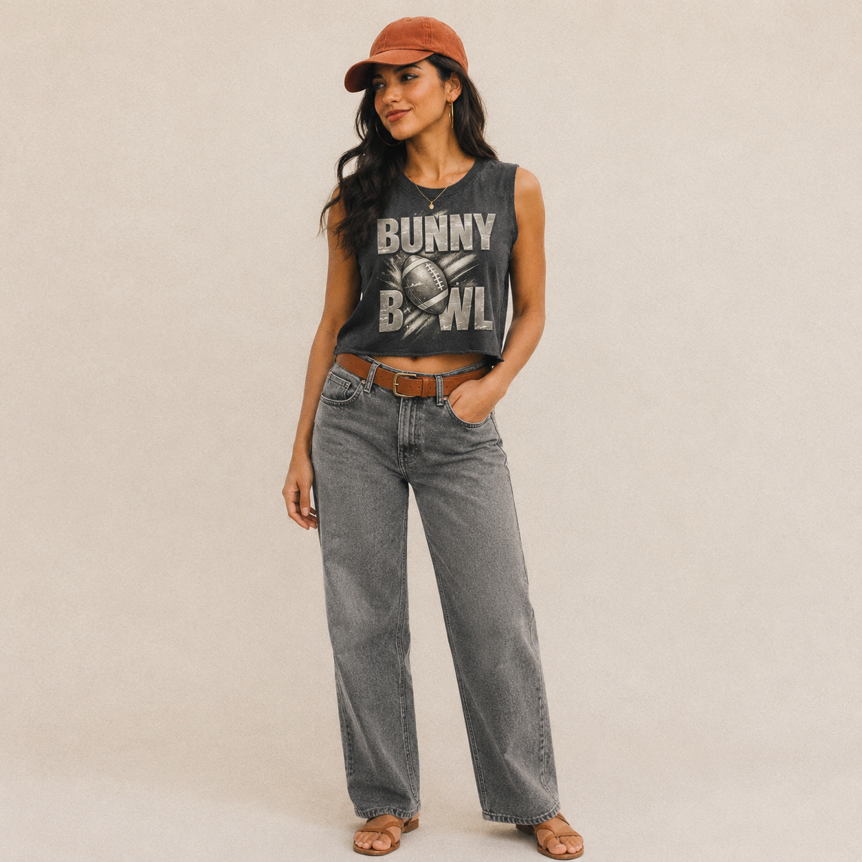 Bunny Bowl Vintage Washed Tank – studio model photo
