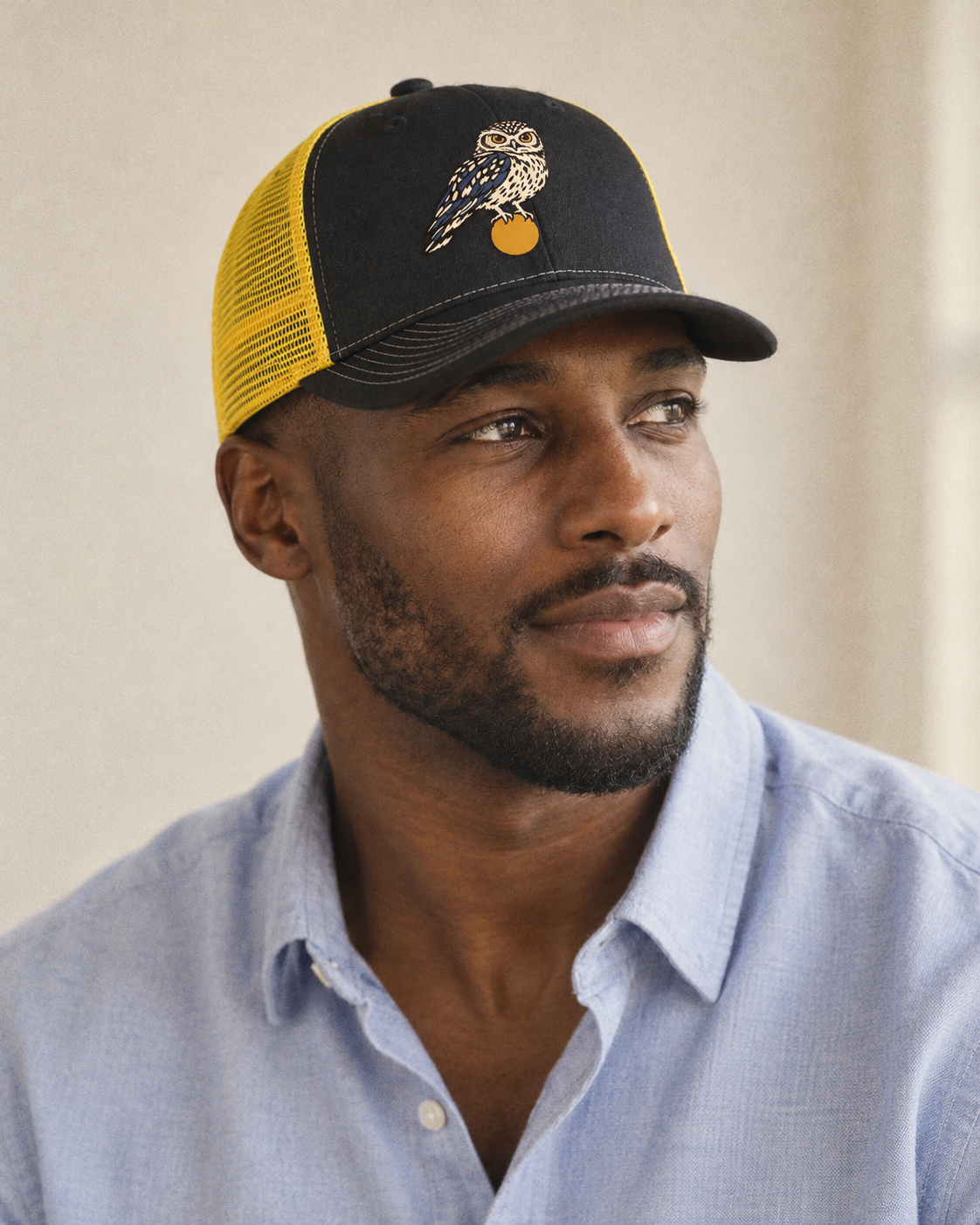 Model wearing the cap