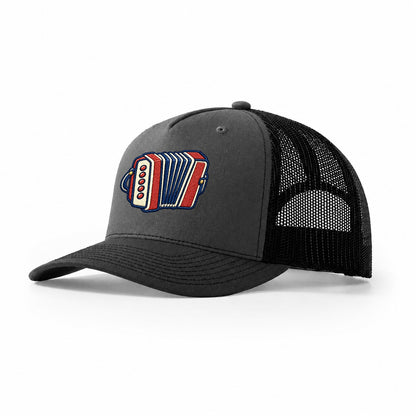 Button Accordion Tiny Solo Marks Trucker Hat – Dark Grey Black