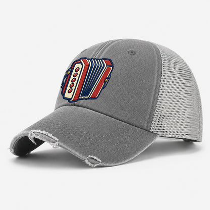 Button Accordion Tiny Solo Marks Washed Trucker Hat – Grey