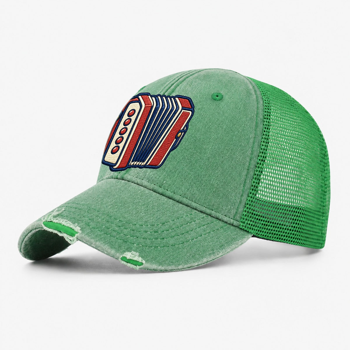 Button Accordion Tiny Solo Marks Washed Trucker Hat – Ink Green