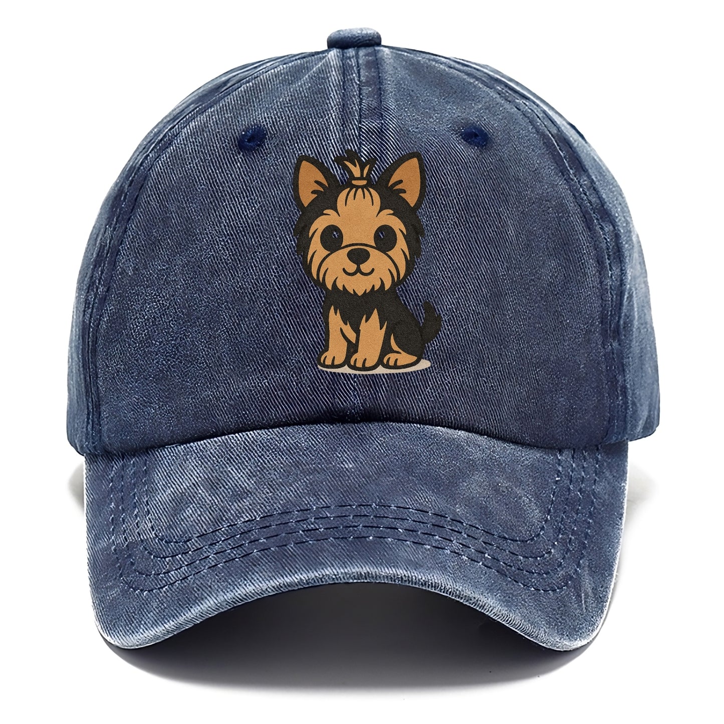 yorkshire terrier brown and black with top knot portrait design Hat