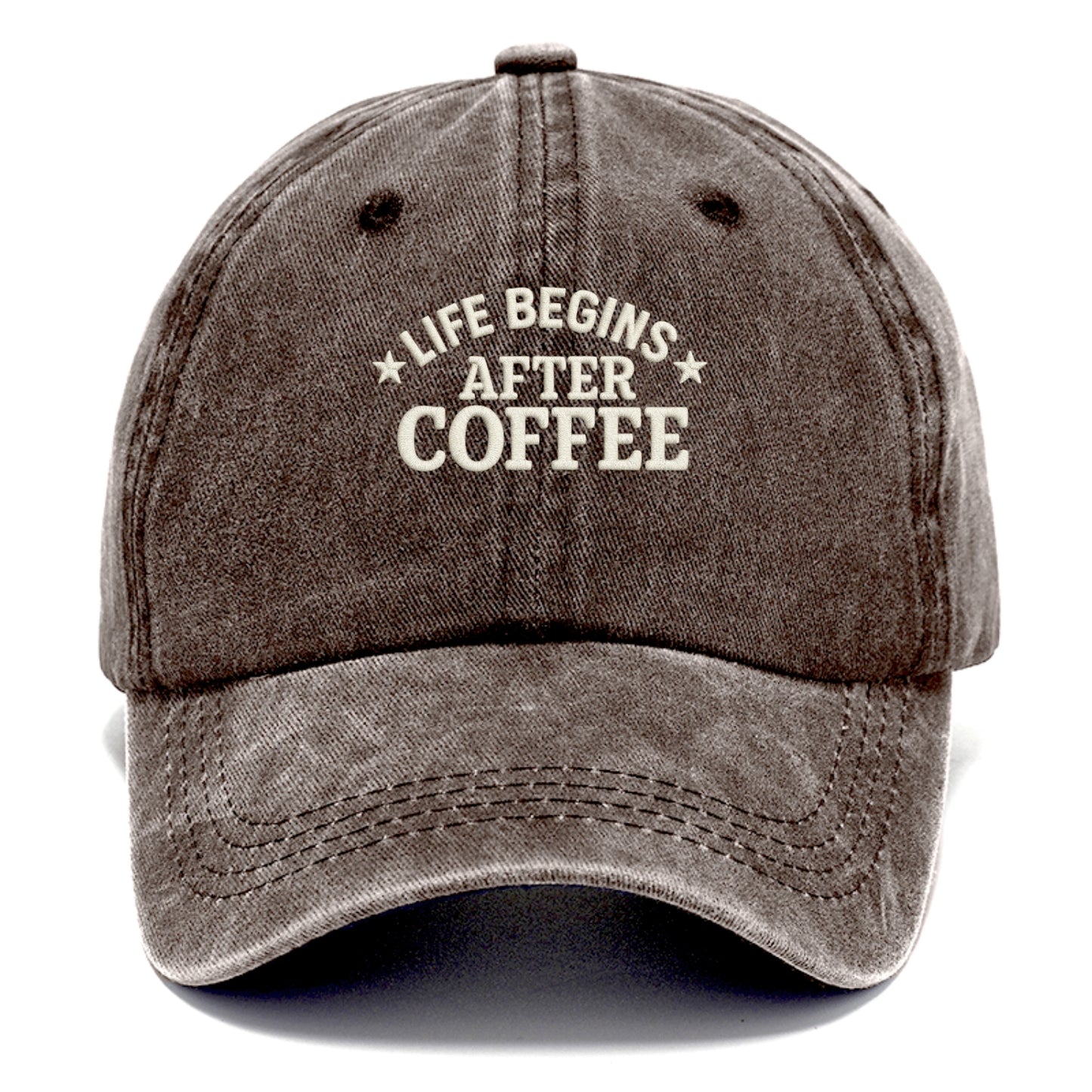 coffee themed quote with decorative stars Hat