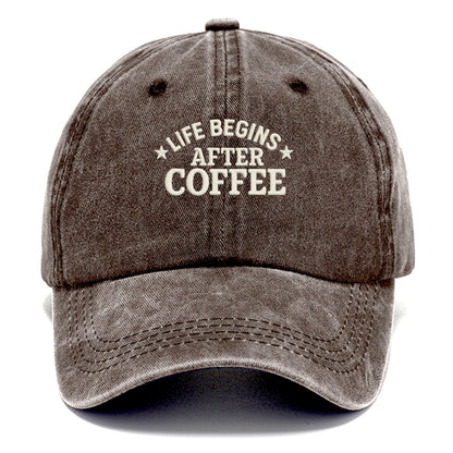 coffee themed quote with decorative stars Hat