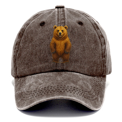 detailed brown bear on yellow background Hat
