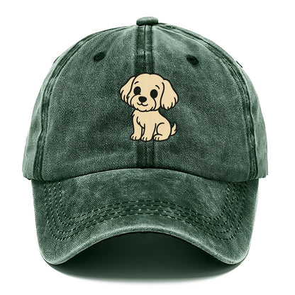 havanese cream colored sitting pose portrait design Hat