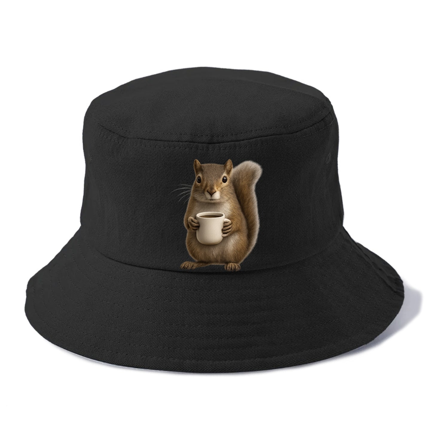 squirrel holding coffee cup art Hat