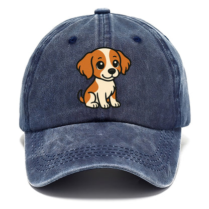 brittany spaniel orange and white sitting pose portrait design Hat