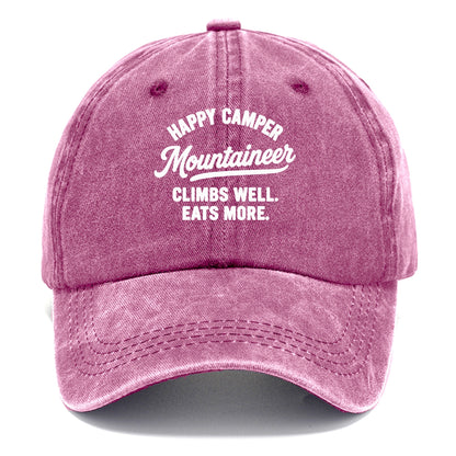happy camper mountaineer climbing eating Hat