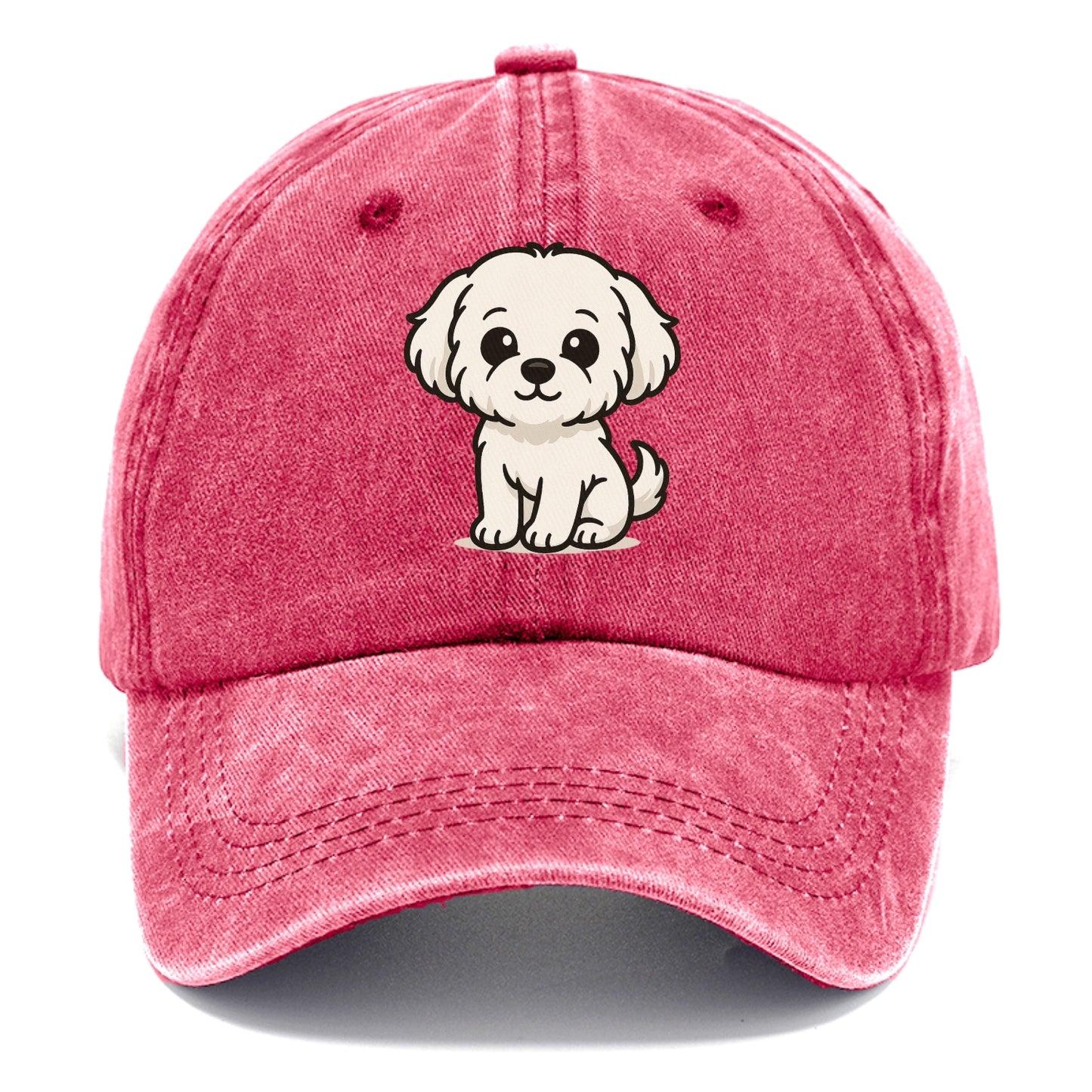 maltese pure white fluffy sitting pose portrait design Hat