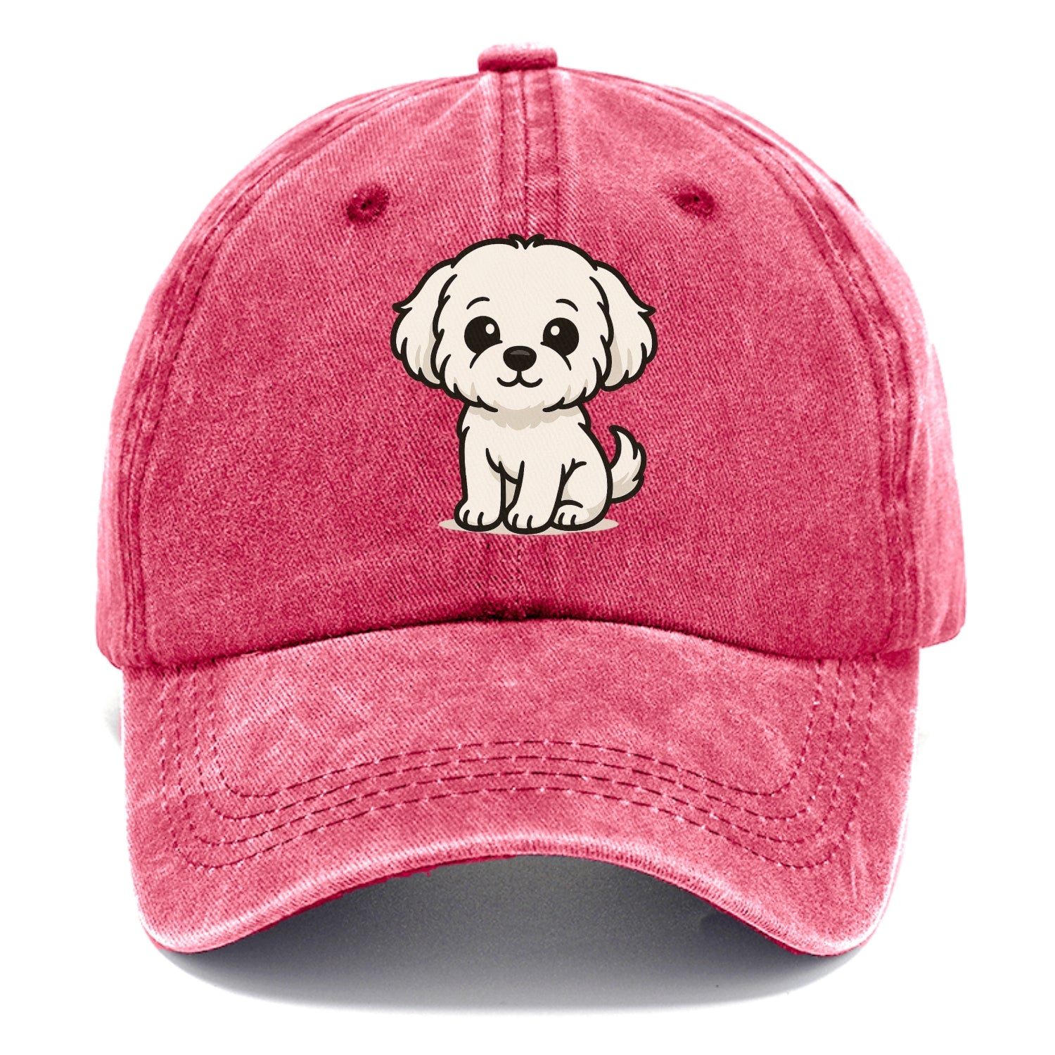 maltese pure white fluffy sitting pose portrait design Hat