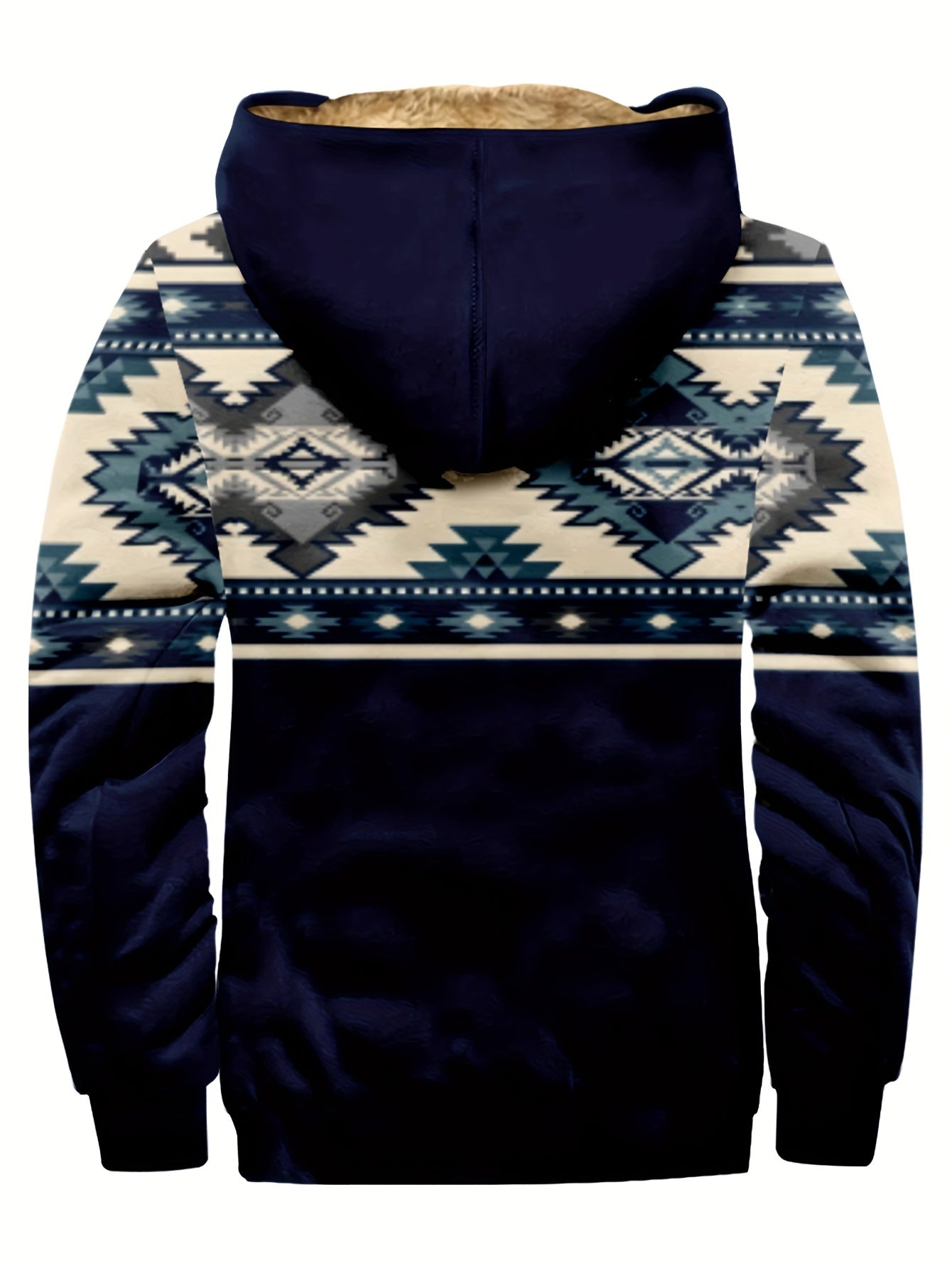 Ethnic Style Warm Fleece Hooded Jacket, Men's Casual Warm Thick Zip Up –  Pandaize