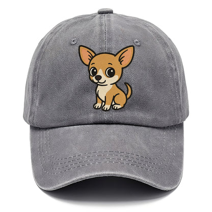 chihuahua tan and white sitting pose portrait design Hat
