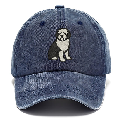 Old English Sheepdog Black And White Pose Hat