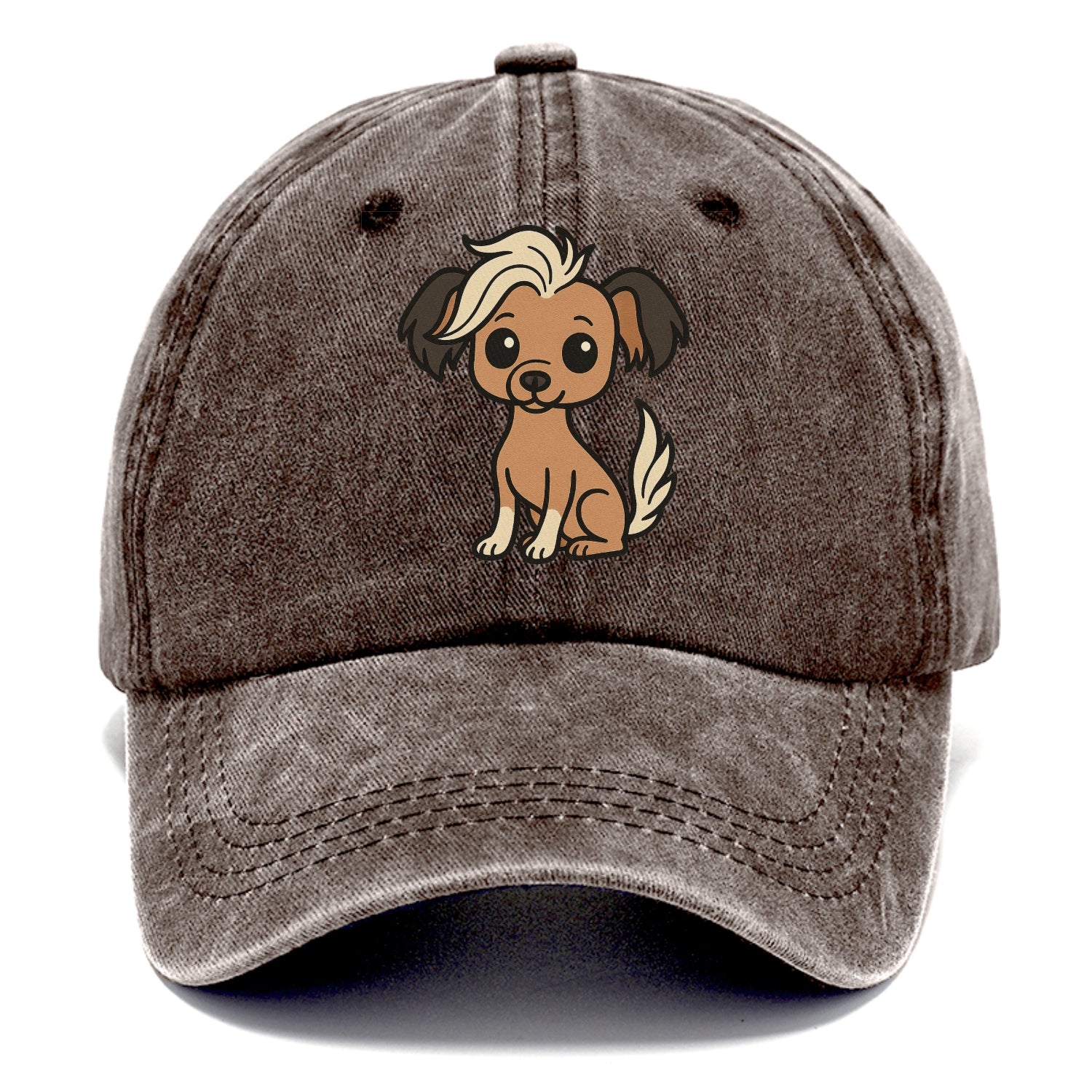 chinese crested hairless with hair tuft sitting pose portrait design Hat