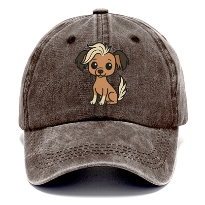 chinese crested hairless with hair tuft sitting pose portrait design Hat