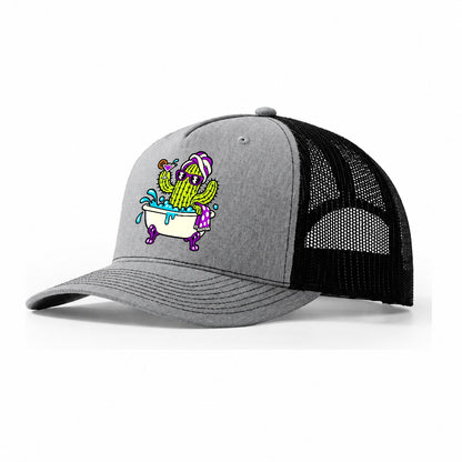 Cactus In A Bathtub Crazy Styles Trucker Hat – Sport Grey Black